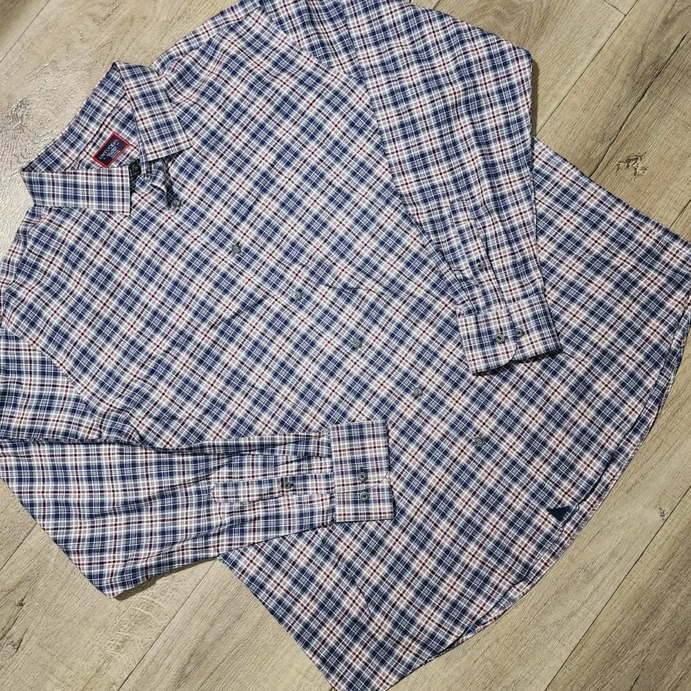 UNTUCKit‎ Mens XXXL 3XL Navy Orange Plaid Wrinkle Free Cotton Button Down Shirt